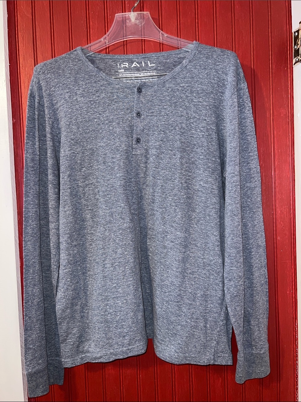 The Rail Long Sleeve Henley Shirt GrayMen’s Size L Good Condition